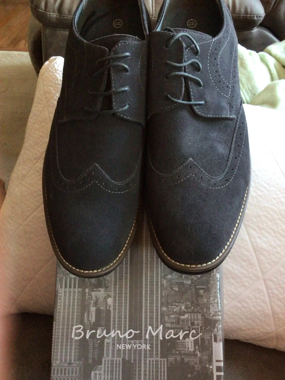 Men's Gray Suede Wingtip Oxford